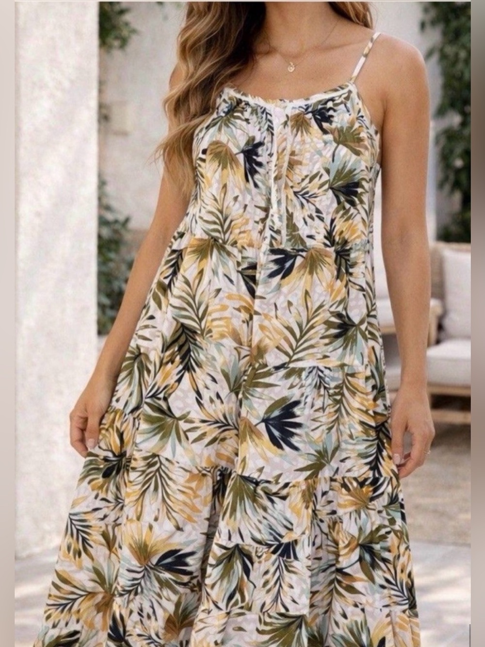 Jessica Simpson Alanis Palm Bliss Tropical Maxi Dress XL